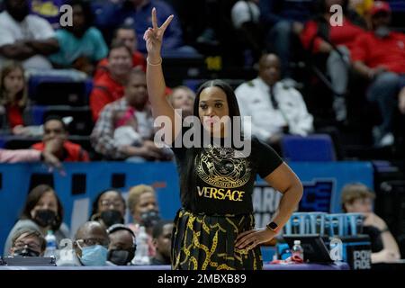 Jackson State coach Tomekia Reed calls out to her team during the first ...