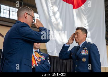 Col. Jun Oh, 374th Operations Group incoming commander delivers a ...