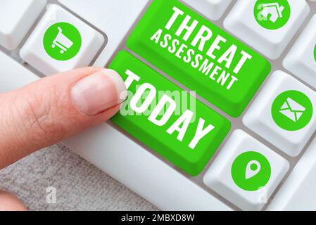 Text sign showing Threat Assessment. Business approach determining the seriousness of a potential threat Stock Photo