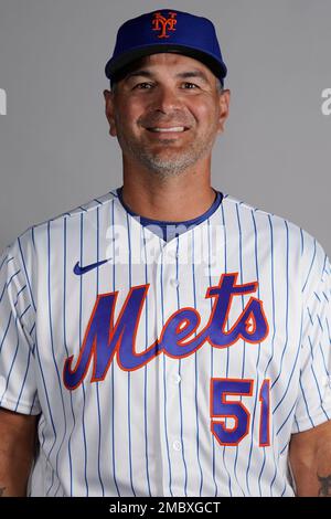 This is a 2022 photo of Eric Chavez, hitting coach of the New York Mets  baseball team. This image reflects the New York Mets active roster  Wednesday, March 16, 2022, in Port St. Lucie, Fla., when this image was  taken. (AP Photo/Sue Ogrocki Stock Photo