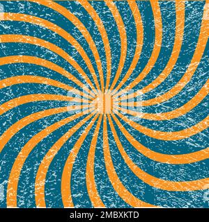 Vintage Grunge Curved Swirl Psychedelic Sunburst Stock Vector