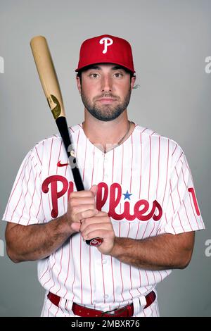 CLEARWATER, FL - MARCH 25: Matt Vierling (19) of the Phillies at bat during  the spring training game between the New York Yankees and the Philadelphia  Phillies on March 25, 2022 at