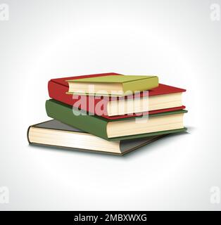 Realistic Retro Old Vertical Books Stack Stock Vector