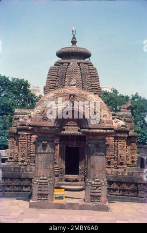 Siddheshwar Temple dates back to 10th century and is located within the premises of the Mukteswar temple. Historians say all the 10th century temples in Bhubaneswar. The temple tower, built in Pancharatna style of classical Kalinga School of temple architecture, is grouped by a row of miniature turrets and all four sides of the tower are surmounted by four lions. While Lord Shiva is worshipped in the sanctum sanctorum, Stock Photo