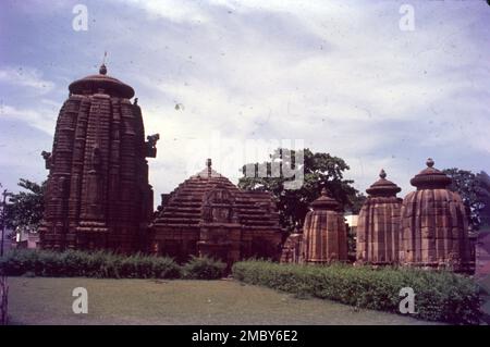 Siddheshwar Temple dates back to 10th century and is located within the premises of the Mukteswar temple. Historians say all the 10th century temples in Bhubaneswar. The temple tower, built in Pancharatna style of classical Kalinga School of temple architecture, is grouped by a row of miniature turrets and all four sides of the tower are surmounted by four lions. While Lord Shiva is worshipped in the sanctum sanctorum, Stock Photo