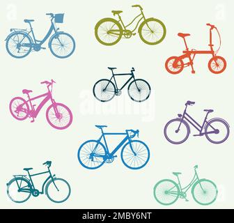Colorful Bicycle Editable Icons Set. Stock Vector