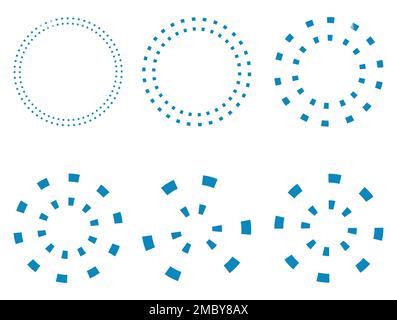 Abstract Geometric Dotted Circle Round Shaped Frames Set Stock Vector