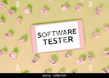Text caption presenting Software Tester. Business idea implemented to protect software against malicious attack Stock Photo