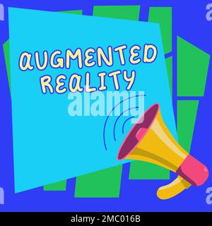 Text sign showing Augmented Reality. Business approach technology that imposes computer image on the real world Stock Photo