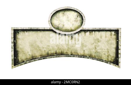 old vintage weathered metallic address or store sign for text, isolated Stock Photo