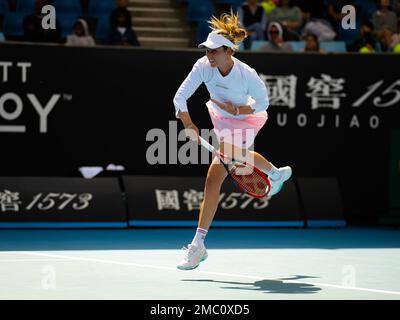 Donna Vekic of Croatia in action against Liudmila Samsonova of Russia during the second round of the 2023 Australian Open, Grand Slam tennis tournament on January 19, 2023 in Melbourne, Australia - Photo: Rob Prange/DPPI/LiveMedia Stock Photo