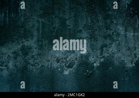 Dark green colored concrete wall with damp stains, grunge texture Stock Photo