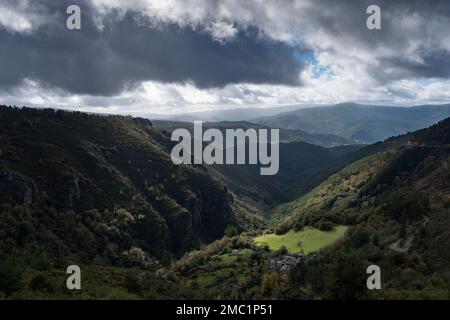 Green landscape in the mountains of Caurel, Lugo, Spain Stock Photo