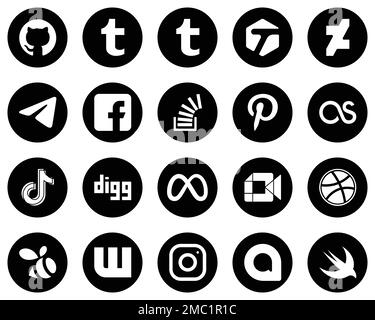 Flat Circle White Icon Set message. douyin. discord and twitch 20 Stylish  Icons Stock Vector Image & Art - Alamy