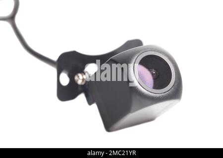 car rear view camera for parking assistance isolated on white background Stock Photo