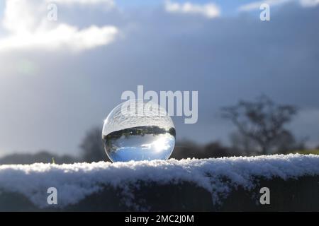 Lens ball winter scenery Stock Photo