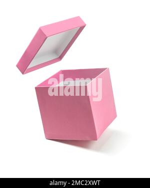 Pink open gift box isolated on a white background Stock Photo