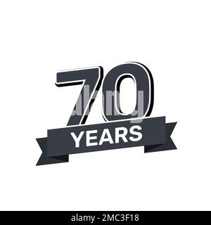 70th anniversary retro stamp icon badge invitation. Anniversary 70 sealbackground happy label logo. Stock Vector