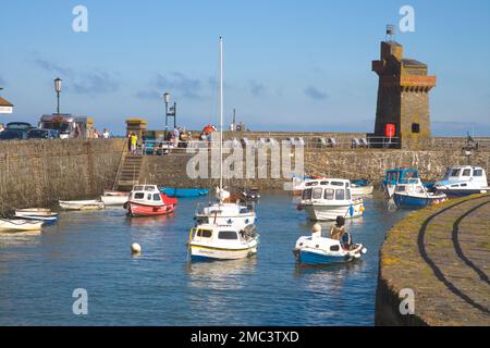 boats moored in Lynmouth harbour on the  north devon coast Stock Photo