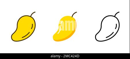 Mango flat vector fruit icon. Simple label cartoon mango line design icon illustration. Stock Vector