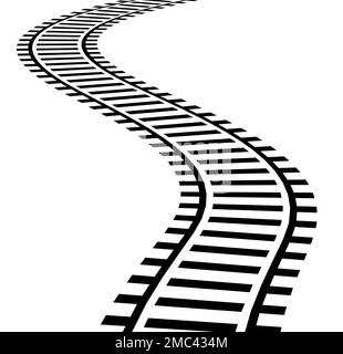 Railway train track vector route. Rail pattern curve railroad path icon. Stock Vector