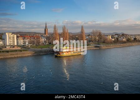 Beuel District Skyline and Rhine River - Bonn, Germany Stock Photo