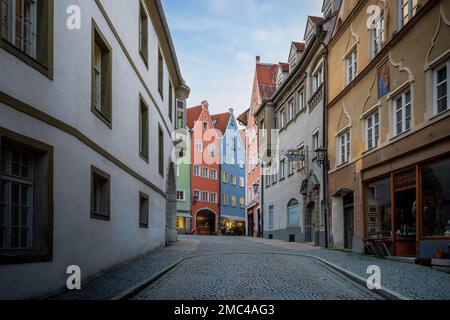 Colorful houses at Fussen Old Town (Altstadt) - Fussen, Bavaria, Germany Stock Photo