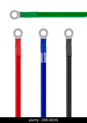 cable with a ring lug, isolated on a white background Stock Photo