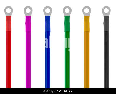 cable with a ring lug, isolated on a white background Stock Photo