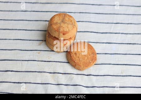 A confection biscuits round  isolated,Eat food biscuit cookies on background. Stock Photo
