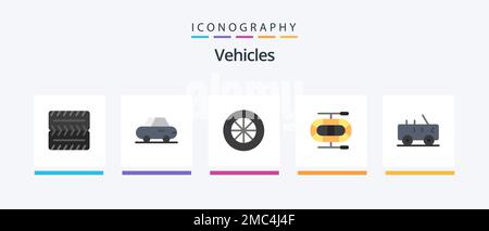 Vehicles Flat 5 Icon Pack Including . hummer.. Creative Icons Design Stock Vector