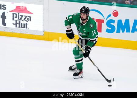 Jamie Benn of the Dallas Stars prepares to take on the Winnipeg Jets