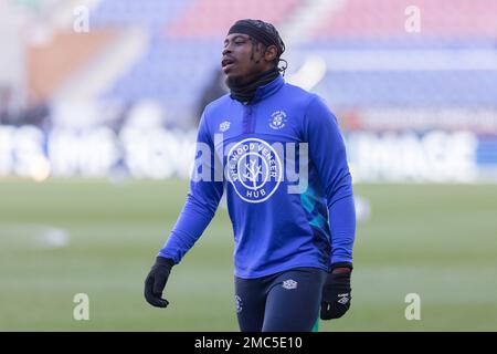 Pelly Ruddock Mpanzu of Luton Town warms up before the Sky Bet Championship match Wigan Athletic and Luton Town at DW Stadium, Wigan, United Kingdom, 21st January 2023  (Photo by Phil Bryan/Alamy Live News) Stock Photo