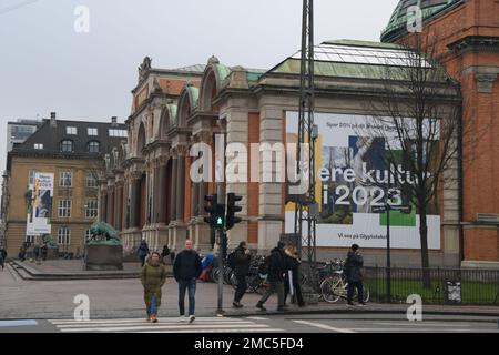 Copenhagen/Denmark/21 January 2023/  Billboards mesage read more culkture in 2023 in Glyptpteket Museum in Copenhagen . (Photo. Francis Joseph Dean/Dean Pictures) Stock Photo