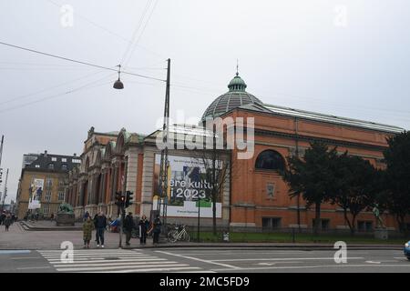 Copenhagen/Denmark/21 January 2023/  Billboards mesage read more culkture in 2023 in Glyptpteket Museum in Copenhagen . (Photo. Francis Joseph Dean/Dean Pictures) Stock Photo