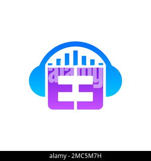 Music modern logo template with futuristic gradient colors and clean vector eps format Stock Vector