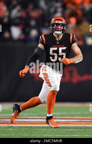 Cincinnati Bengals linebacker Logan Wilson (55) runs for the play during an  NFL football game against the Kansas City Chiefs, Sunday, Jan. 2, 2022, in  Cincinnati. (AP Photo/Emilee Chinn Stock Photo - Alamy