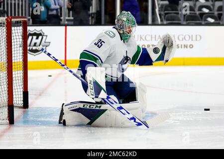 Vancouver Canucks Goaltender Thatcher Demko (35) And Pittsburgh ...