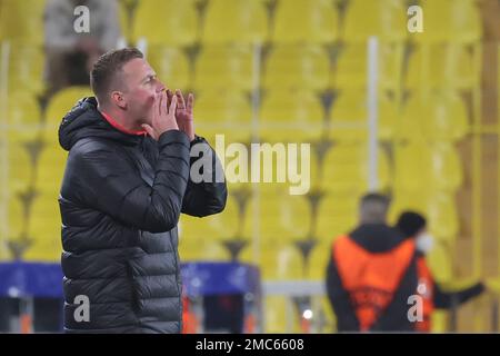 Slavia Praha's head coach Jindrich Trpisovsky gives instructions