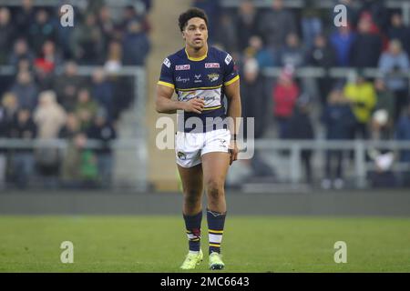 Derrell Olpherts #16 of Leeds Rhinos crosses for a try during the ...