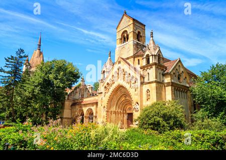 View of the Jaki Chapel chapel in the Romanesque style on the territory of the Vajdahunyad Castle in the City Park of Budapest, Hungary Stock Photo