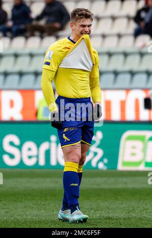 Modena, Italy. 21st Jan, 2023. Romeo Giovannini (Modena) celebrates after  scoring the gol of 2-0 during Modena FC vs Cosenza Calcio, Italian soccer  Serie B match in Modena, Italy, January 21 2023