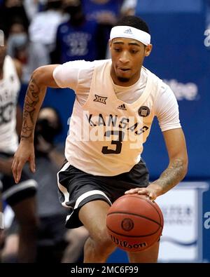 Kansas Guard Dajuan Harris Jr. Drives During The First Half Of An NCAA ...