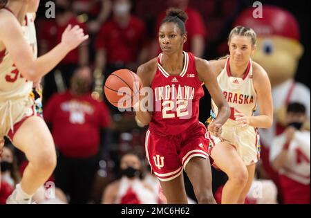 Indiana's Chloe Moore-McNeil (22) plays against Nebraska during the ...