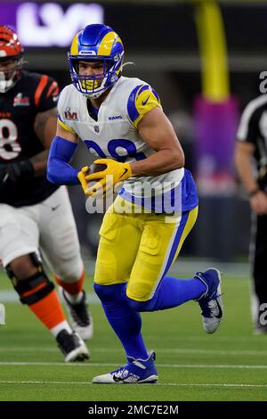 Los Angeles Rams tight end Brycen Hopkins (88) against the San Francisco  49ers in an NFL football game, Sunday, Oct. 30, 2022, in Inglewood, Calif.  The 49ers won 31-14. (AP Photo/Jeff Lewis