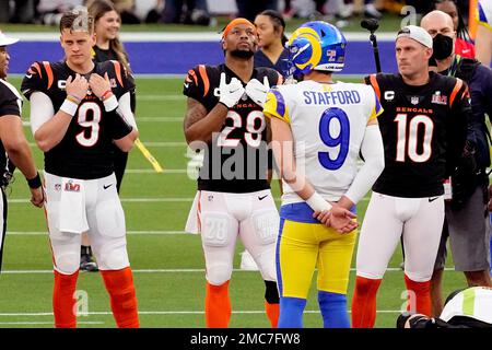 Cincinnati Bengals punter Kevin Huber (10) runs off the field after an NFL  football game against the New York Jets, Sunday, Oct. 31, 2021, in East  Rutherford, N.J. (AP Photo/Adam Hunger Stock