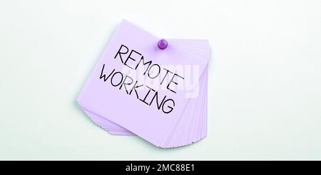 Writing displaying text Remote Working. Business approach situation in which an employee works mainly from home Stock Photo