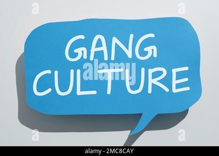 Text caption presenting Gang Culture. Business idea particular organization of criminals or group of gangsters that follow ones habits Stock Photo