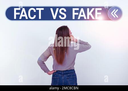 Text showing inspiration Fact Vs Fake. Internet Concept Is it true or is false doubt if something is real authentic Stock Photo