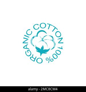 100% cotton icon.Natural organic cotton, pure cotton vector labels.logo vector illustration Stock Vector